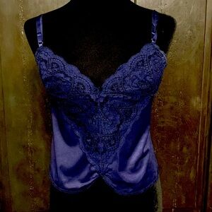 Vintage Vassarette Navy lace & satin Camisole - size M ***Refer to measurements